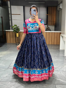 Soft Silk Bandhani Print Gowns with Foil Print 👜