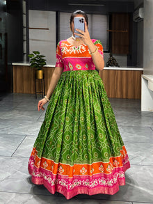 Soft Silk Bandhani Print Gowns with Foil Print 👜