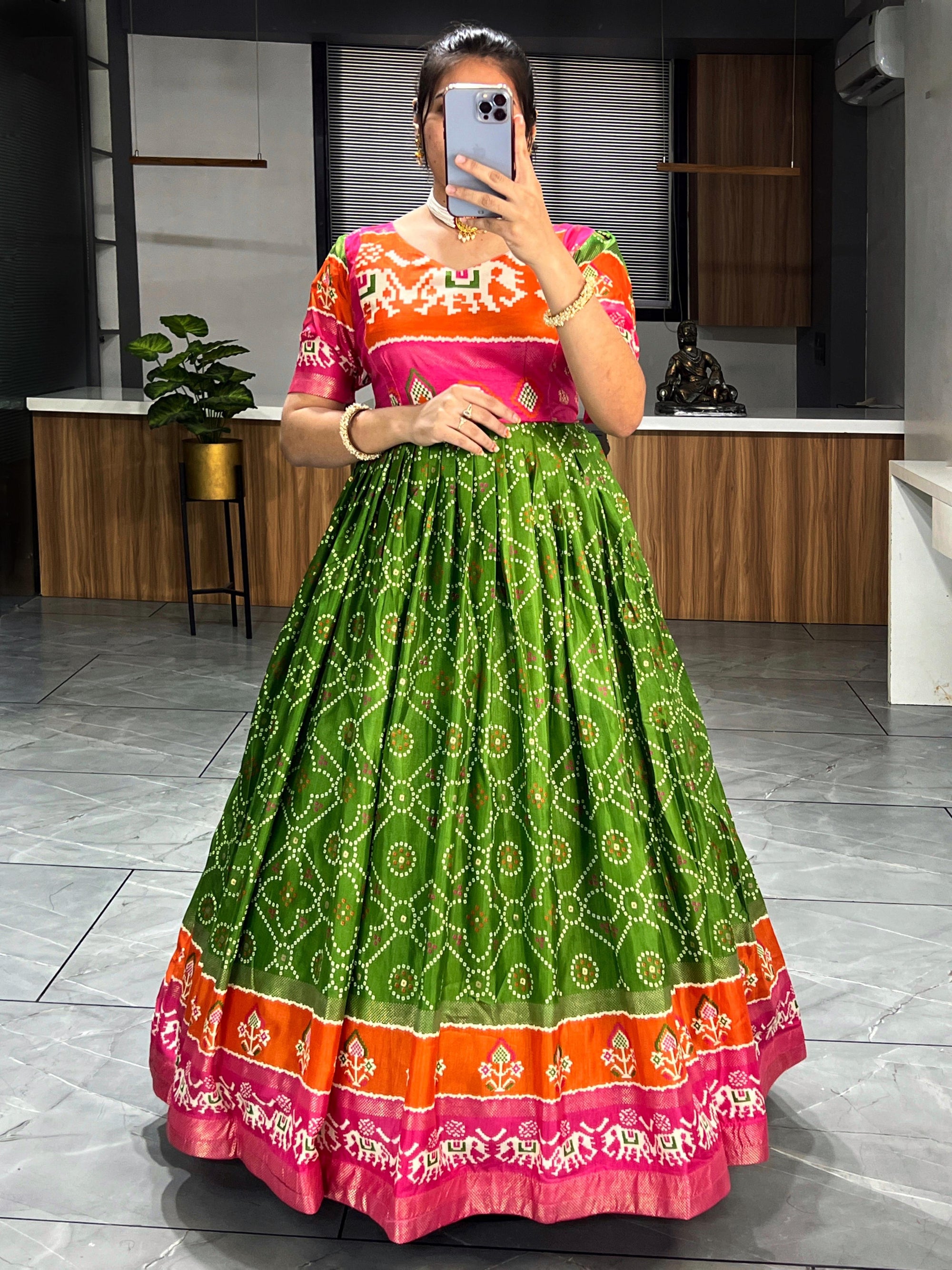 Soft Silk Bandhani Print Gowns with Foil Print 👜