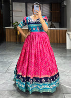 Soft Silk Bandhani Print Gowns with Foil Print 👜