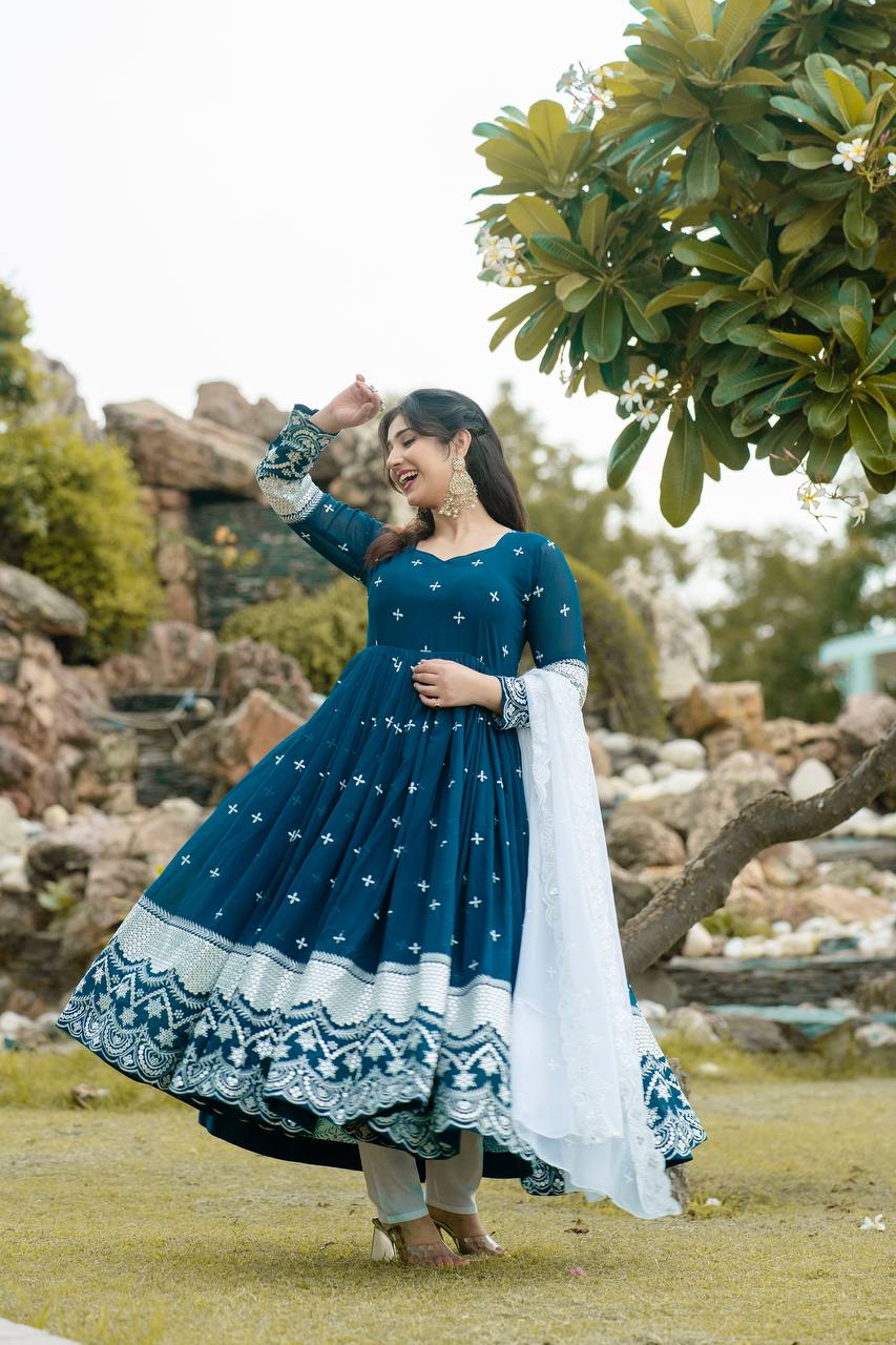 Navy Blue Anarkali Suit 👗