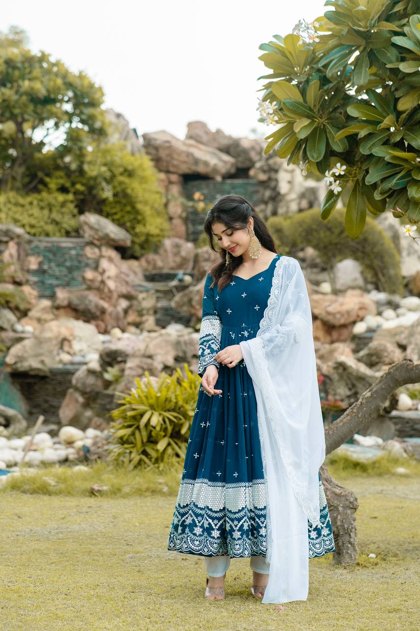 Navy Blue Anarkali Suit 👗