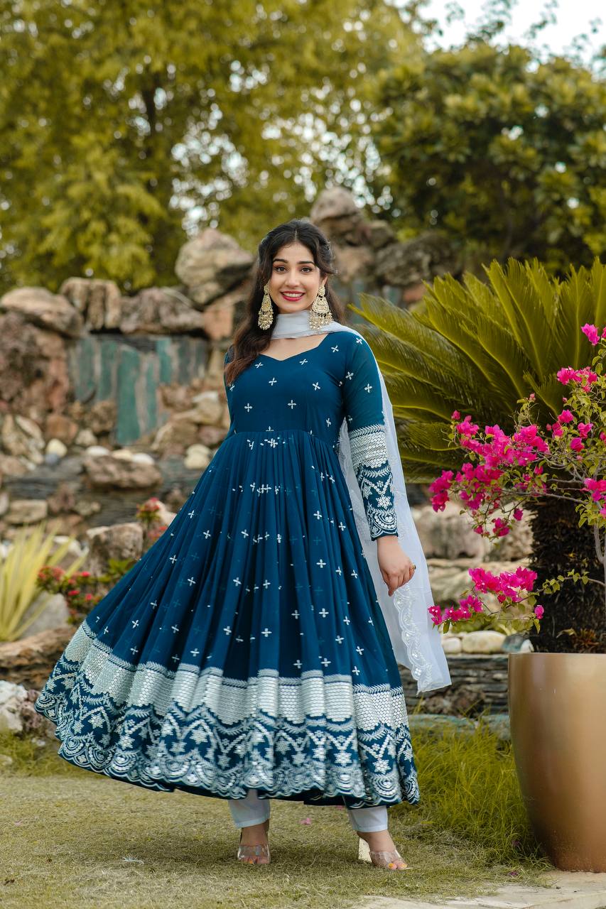Navy Blue Anarkali Suit 👗