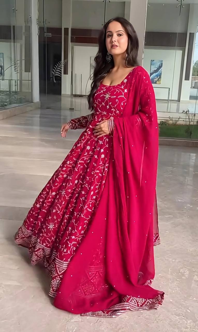 Dark Pink Anarkali 3 PIS Suit 👗