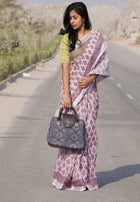 Linen With Silver Jari Patta🍃