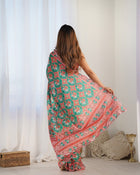 Amazing Heavy Chinnon Saree With Printed Design On Blouse