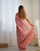 Beautiful And Amazing Heavy Chinnon Saree With Printed Blouse Design