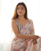 Amazing Heavy Chinnon Saree With Printed Design For Women's