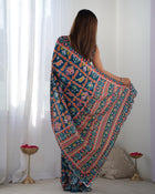 Beautiful And Amazing Chinnon Saree With Printed Blouse