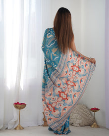 Most Amazing Chinnon Saree With Kutch Mirror Lace Border