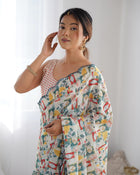 Most Beautiful heavy Chinnon Saree With Printed Design For Women's