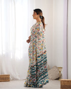 Most Beautiful heavy Chinnon Saree With Printed Design For Women's