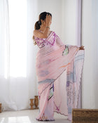 Most Beautiful Heavy Chinnon Saree With Digital Print