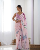 Most Beautiful Heavy Chinnon Saree With Digital Print