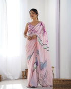 Most Beautiful Heavy Chinnon Saree With Digital Print