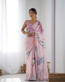 Most Beautiful Heavy Chinnon Saree With Digital Print