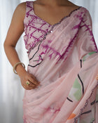 Most Beautiful Heavy Chinnon Saree With Digital Print