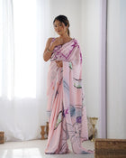 Most Beautiful Heavy Chinnon Saree With Digital Print