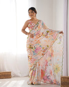 Most Beautiful and Attractive Heavy Chinnon Saree With Unstitched Blouse