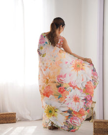 Most Beautiful and Attractive Heavy Chinnon Saree With Unstitched Blouse