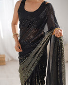 Most Beautiful and Attractive Heavy Georgette  Saree With Unstitched Blouse