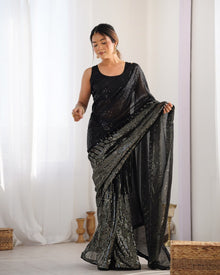 Most Beautiful and Attractive Heavy Georgette  Saree With Unstitched Blouse