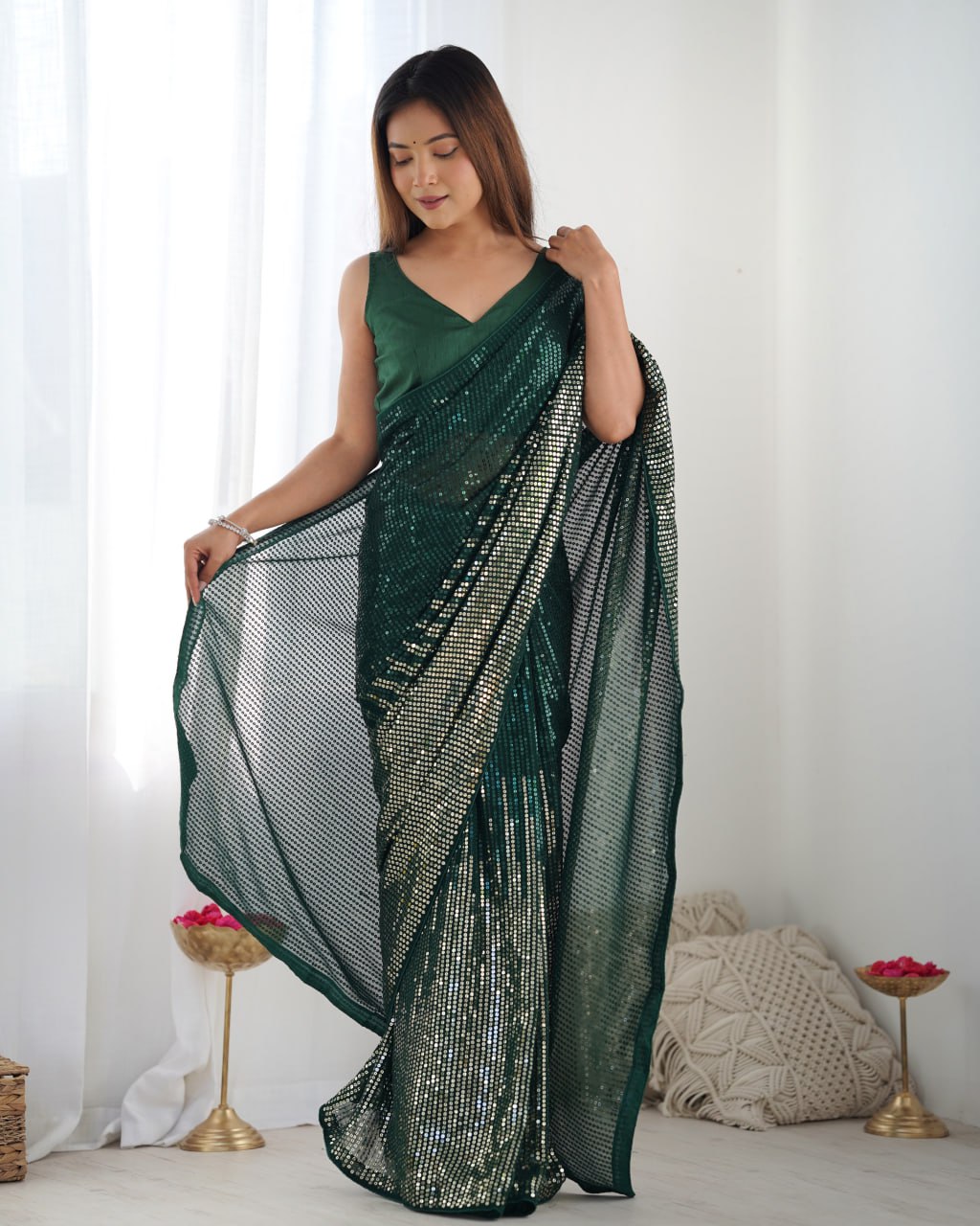 Most Beautiful and Attractive Heavy Georgette  Saree With Unstitched Blouse