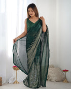Most Beautiful and Attractive Heavy Georgette  Saree With Unstitched Blouse
