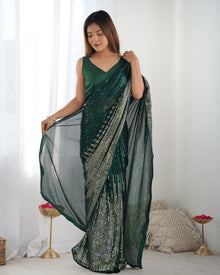 Most Beautiful and Attractive Heavy Georgette  Saree With Unstitched Blouse
