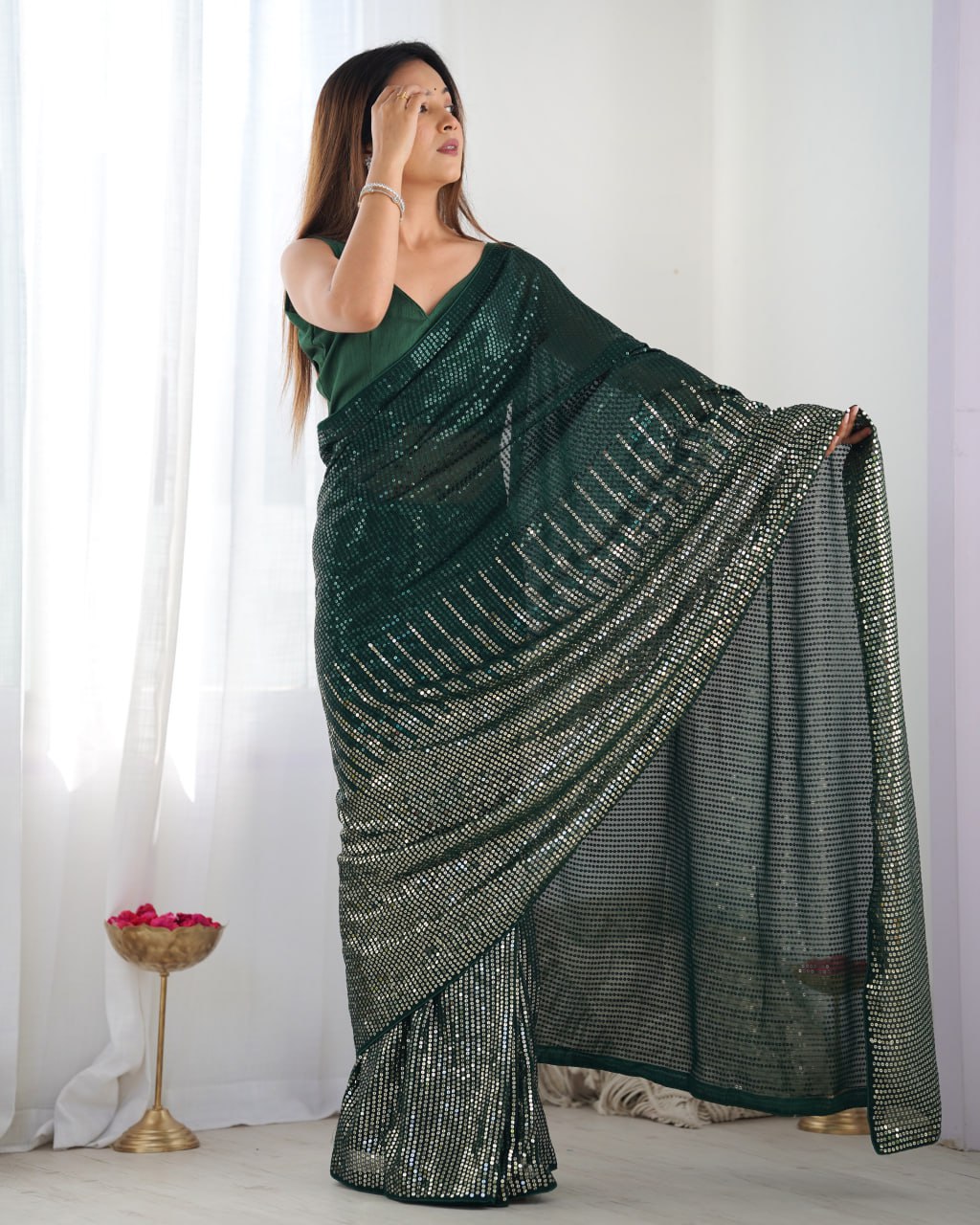 Most Beautiful and Attractive Heavy Georgette  Saree With Unstitched Blouse
