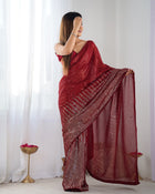 Most Beautiful and Attractive Heavy Georgette  Saree With Unstitched Blouse