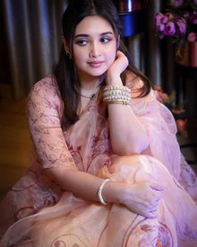 Digital handwork Organza sarees🍃