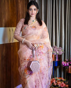 Digital handwork Organza sarees🍃