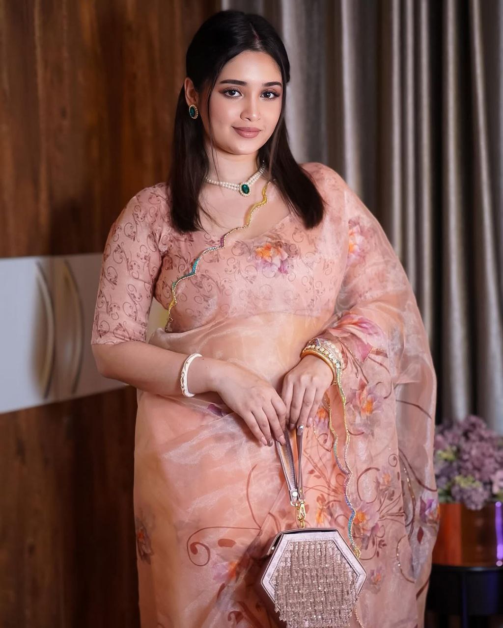 Digital handwork Organza sarees🍃