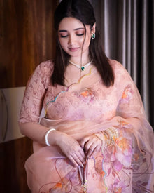 Digital handwork Organza sarees🍃