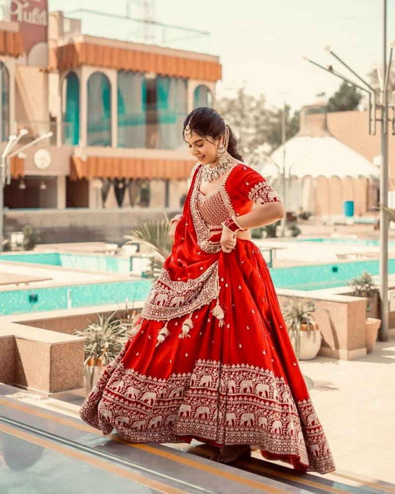 Red Party Wear Chaniya Choli