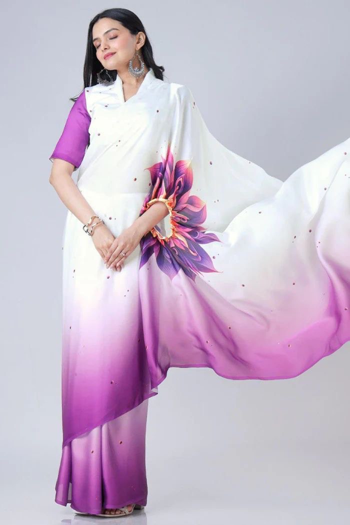 Ready To Wear Free-Hand Satin Saree👜✨