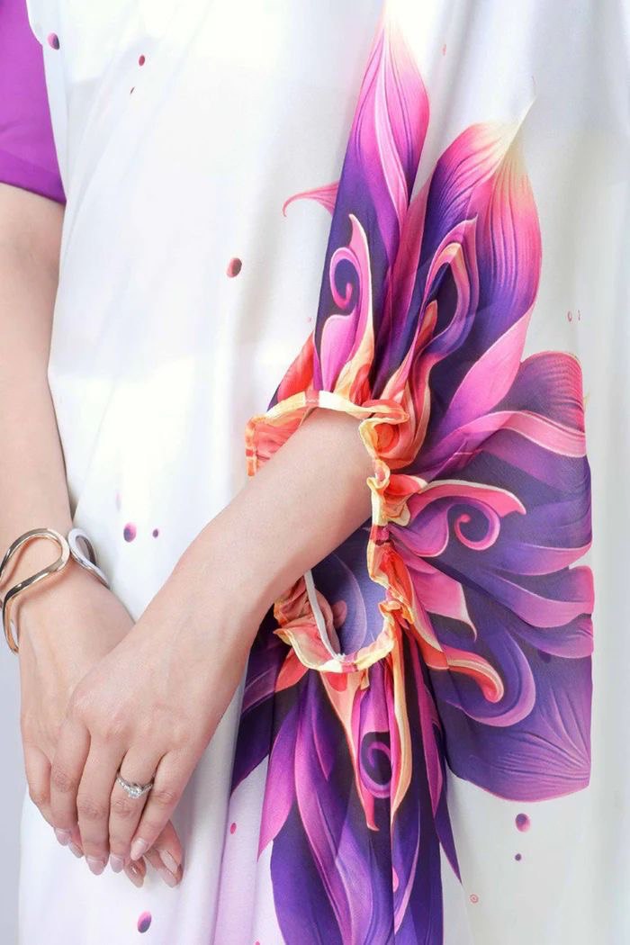 Ready To Wear Free-Hand Satin Saree👜✨