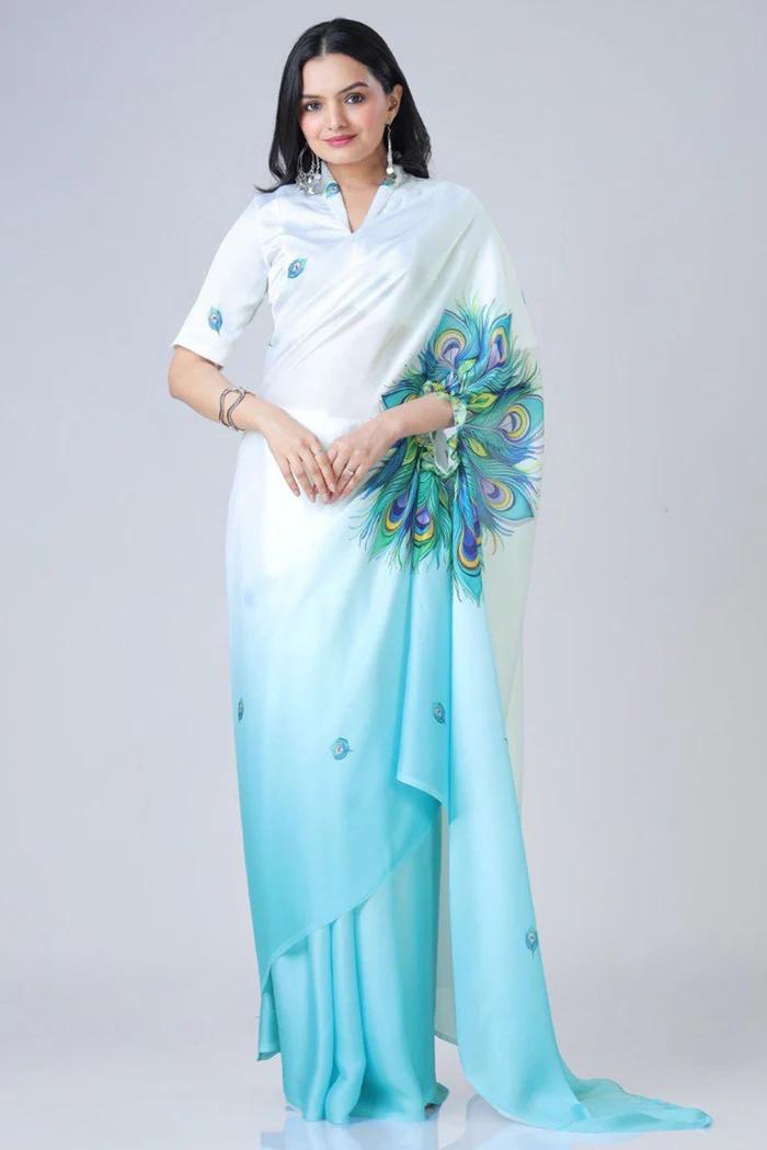 Ready To Wear Free-Hand Satin Saree👜✨