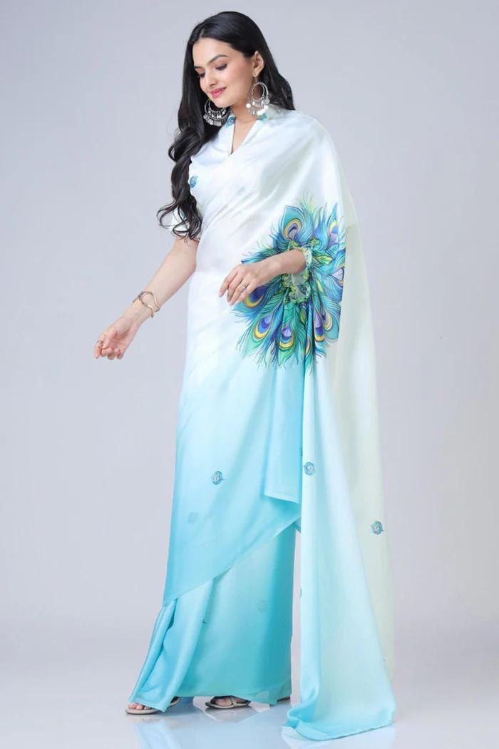 Ready To Wear Free-Hand Satin Saree👜✨