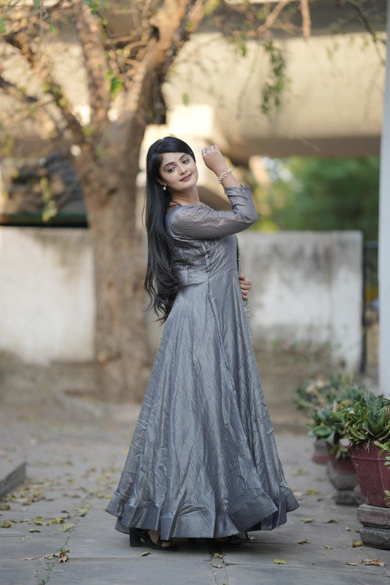 Gold Crush Gown With Dupatta 👜✨