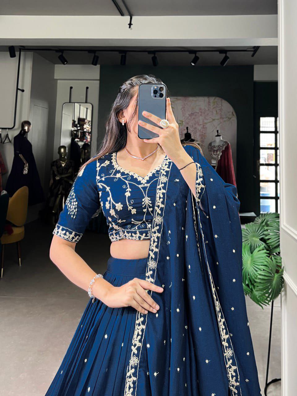 Navy Blue Embroidery Lengha Choli🌷
