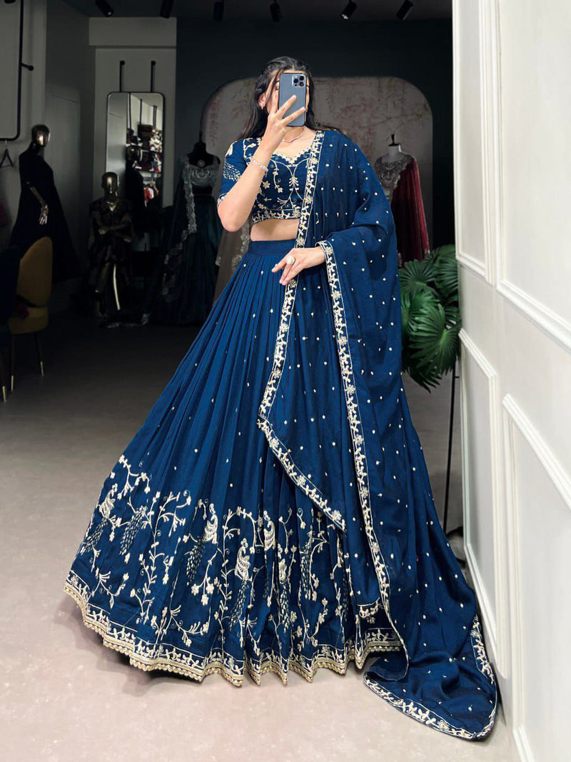 Navy Blue Embroidery Lengha Choli🌷