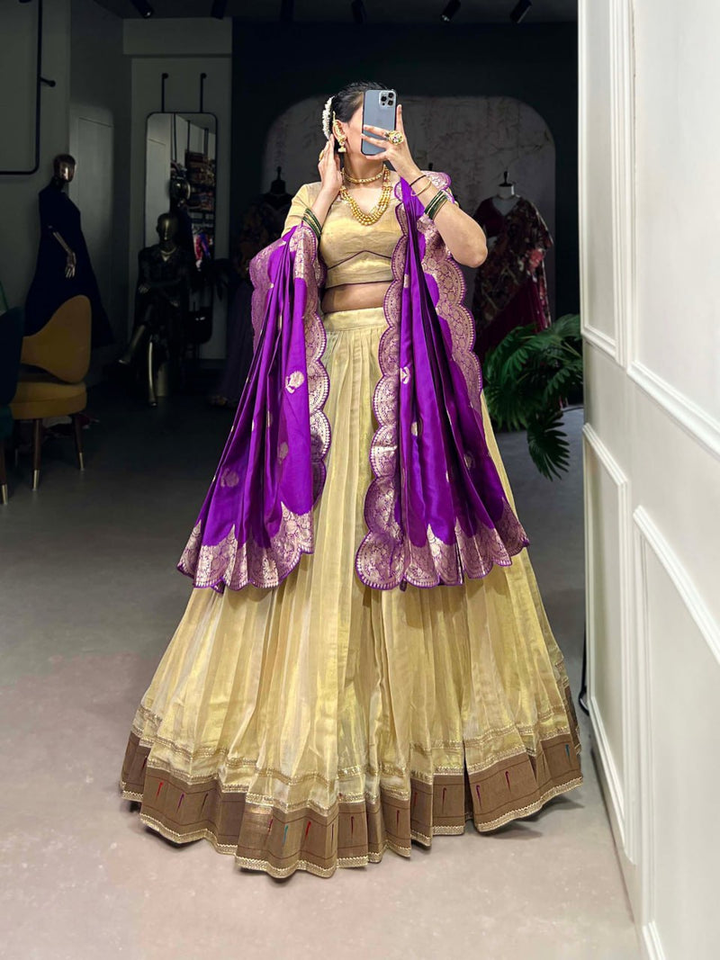 Amazing Lehenga Choli With Paithani Lace Border