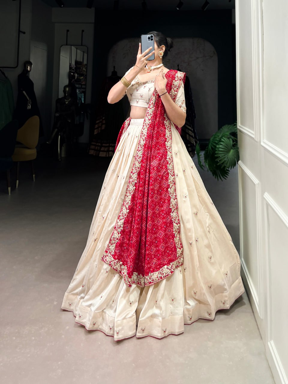 Vichitra Silk Lehenga with Exquisite Sequins and Thread Embroidery Choli