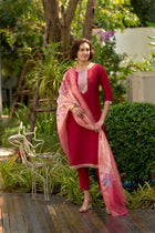 AMAZING ROMAN SILK 3 PIS KURTI WITH EMBEROIDERY DESIGNING FOR WOMENS