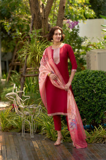 AMAZING ROMAN SILK 3 PIS KURTI WITH EMBEROIDERY DESIGNING FOR WOMENS