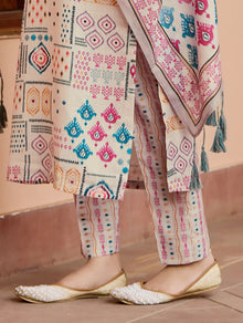 CHANDERI COTTON KURTI WITH PRINTED DESIGN FOR WOMENS