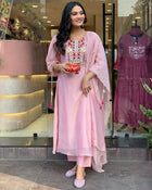 CHANDERI SILK KURTI WITH EMBROIDERY WORK ON IT FOR WOMENS