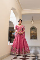 Sequins and Thread Embroidery Work Wedding Lehenga For Women's